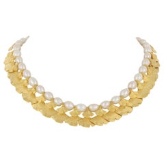 Kerry MacBride Gilded Bronze and Freshwater Pearl Necklace
