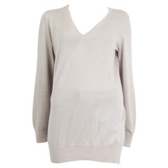 LORO PIANA light grey cashmere V-Neck Sweater 46 XL