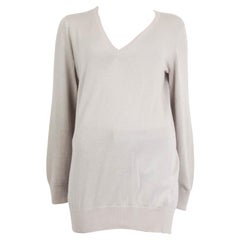 Loro Piana Maglione con scollo a V in cashmere grigio chiaro 46 XL