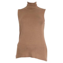 PRADA camel brown cashmere silk Sleeveless Turtleneck Sweater 46 XL