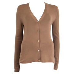 PRADA camel brown cashmere silk V-Neck Cardigan Sweater 46 XL