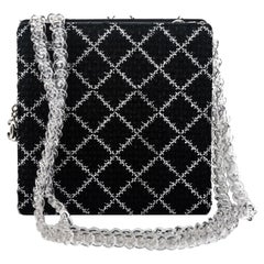 Chanel Lego White Lucite/Black Swarovski Crystals Clutch