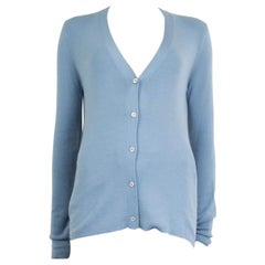 PRADA light blue cashmere silk V-Neck Cardigan Sweater 48 XXL