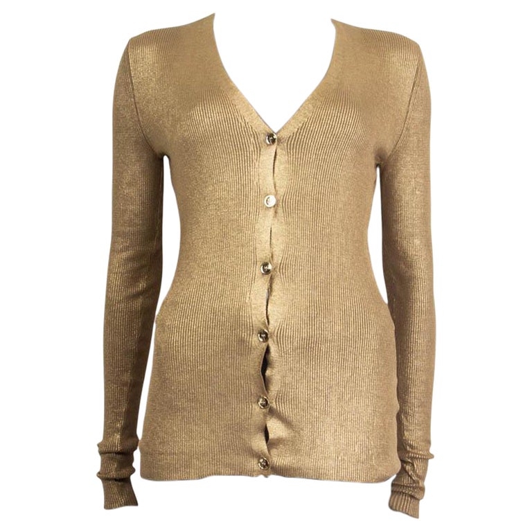 STELLA MCCARTNEY metallic gold cotton RIBBED Cardigan Sweater 40 S For Sale  at 1stDibs | metallic gold cardigan sweater, gold cardigan womens, gold  sweater cardigan