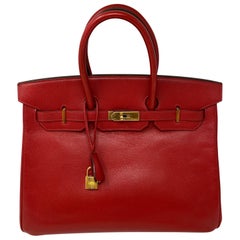 Hermes Birkin 35 Rouge Casaque Bag 