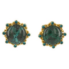 Kerry MacBride Gilded Bronze and Chrysocolla Clip Earrings