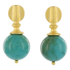Kerry MacBride Gilded Bronze and Turquoise Sphere Earring