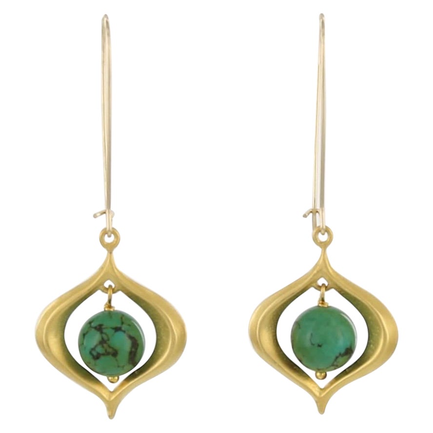 Kerry MacBride Gilded Bronze and Turquoise Drop Earring For Sale