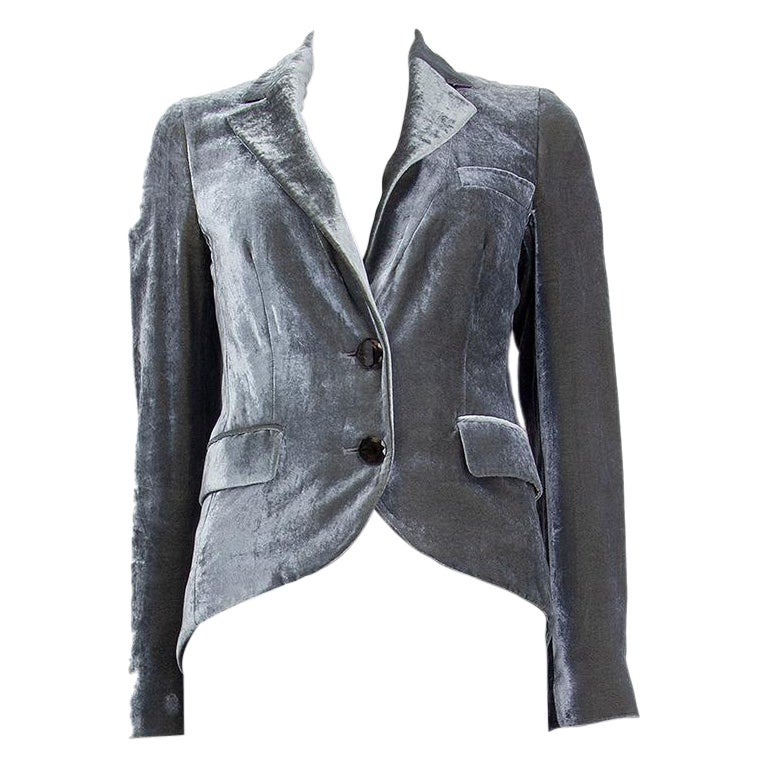ETRO grey viscose VELVET TAIL Blazer Jacket 40 S For Sale