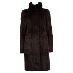 ETRO dunkelbraun PAISLEY RABBIT FUR Mantel Jacke 42 M