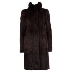 ETRO dark brown PAISLEY RABBIT FUR Coat Jacket 42 M