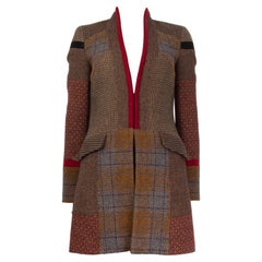 ETRO brown grey wool PATCHWORK TWEED Coat Jacket 40 S