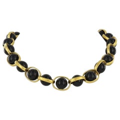 Kerry MacBride Gilded Bronze and Black Onyx Necklace