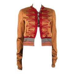 ETRO yellow red silk STRIPED Jacket 42 M
