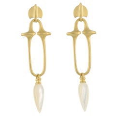 Kerry MacBride Gilded Bronze and Mother of Pearl Earrings