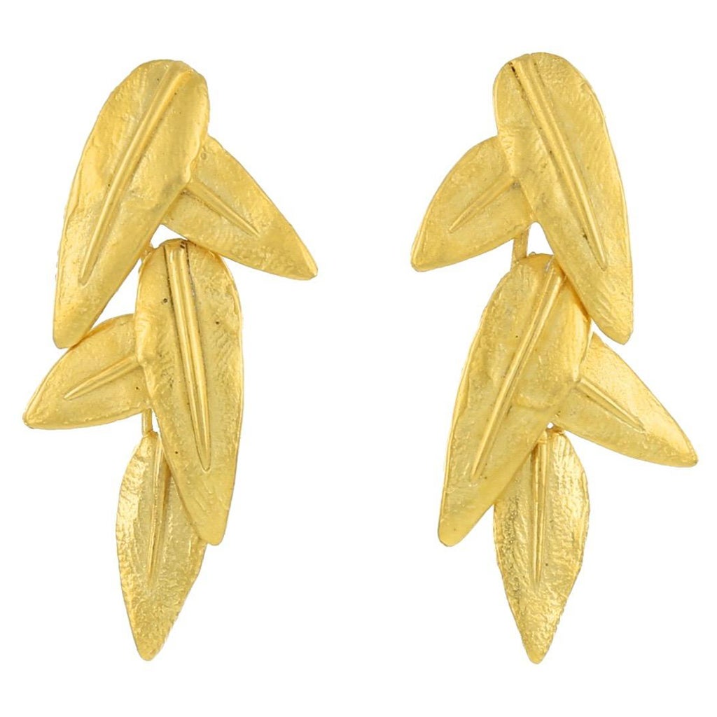 Kerry MacBride Gilded Bronze Leaf Drop Earrings
