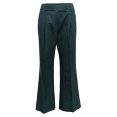 Prada Dark Green Virgin Wool Pleated Trousers