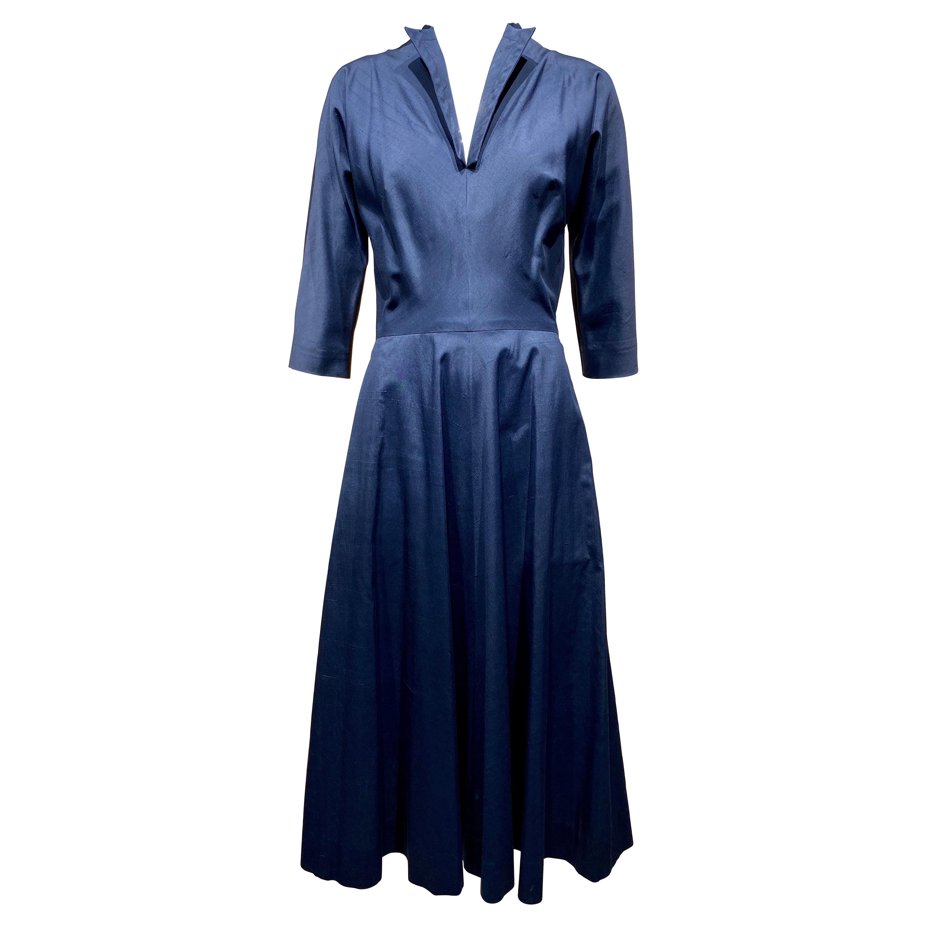 1950s Claire McCardell Blue Silk Dress For Sale