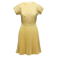 Prada Light Yellow Short Sleeve Pleated Dress