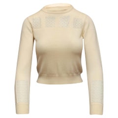 Alaia Cream Virgin Wool Lace-Accented Sweater