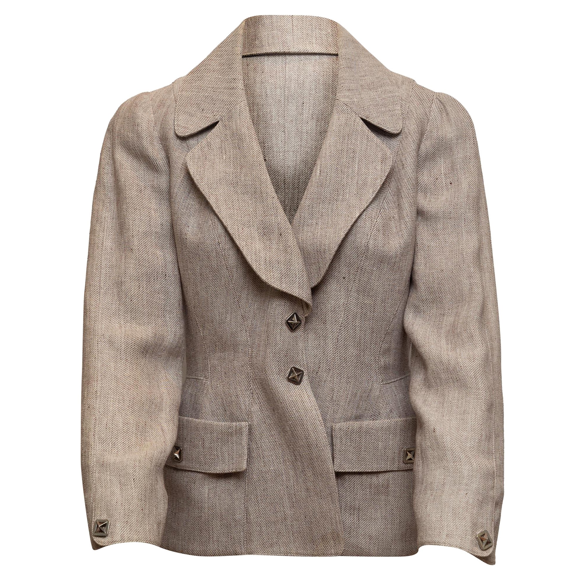 Thierry Mugler Grey Linen Blazer