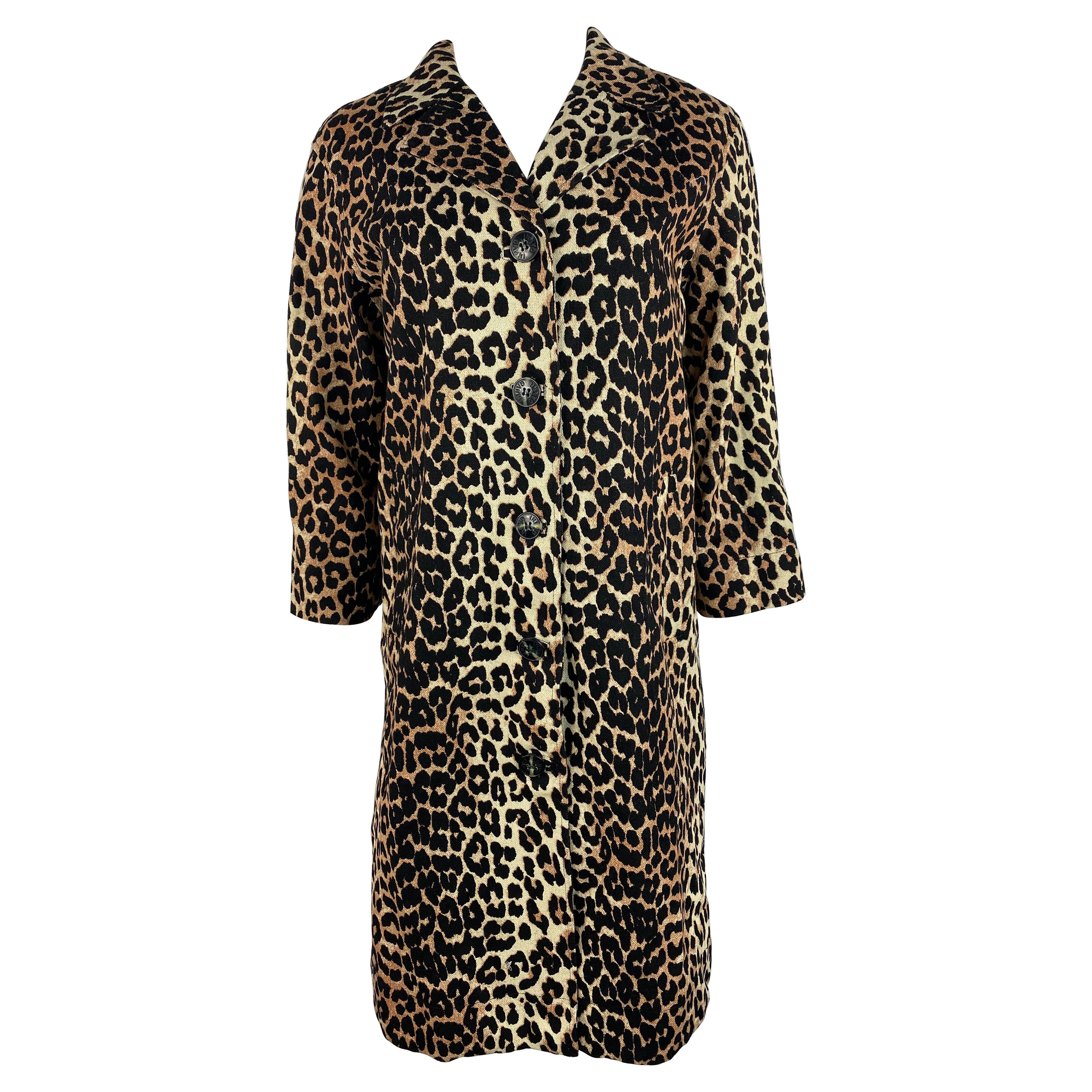 Ganni Leopard Coat Jacket, Size 38 at 1stDibs