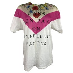 Gucci White and Pink Floral T- Shirt Top