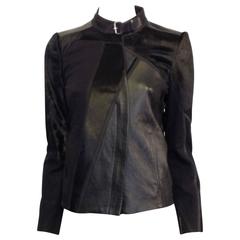 \Helmut Lang Black Leather and Wool Racer Jacket