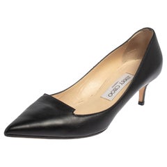 Jimmy Choo Black Leather Avril Pointed Toe Pumps Size 36.5