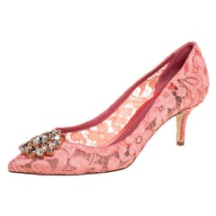 Dolce & Gabbana Pink Lace Bellucci Pumps Size 40
