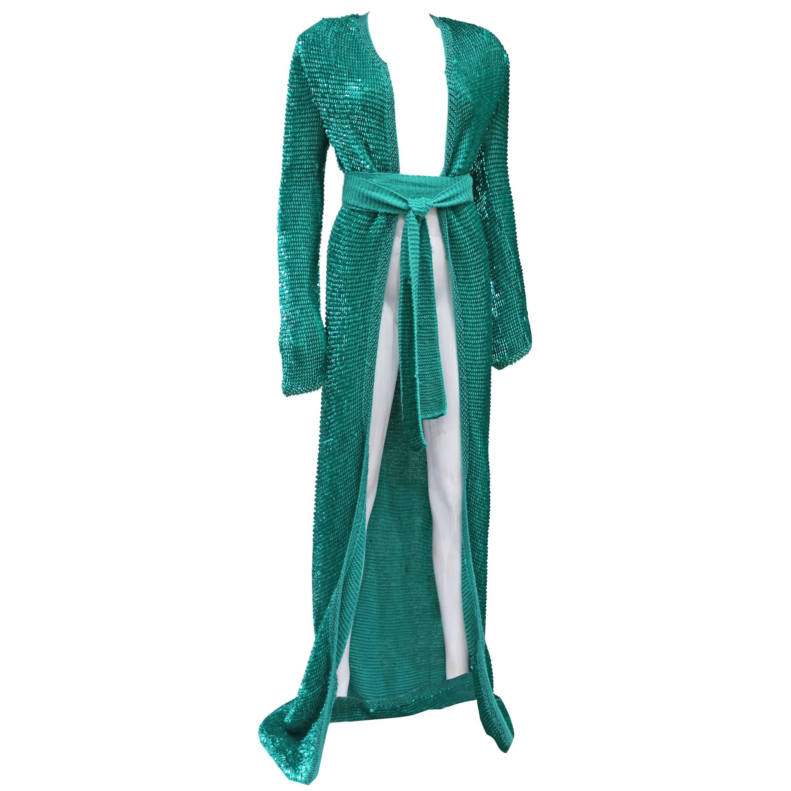 Dolce & Gabbana full length sequinned knitted evening dress coat