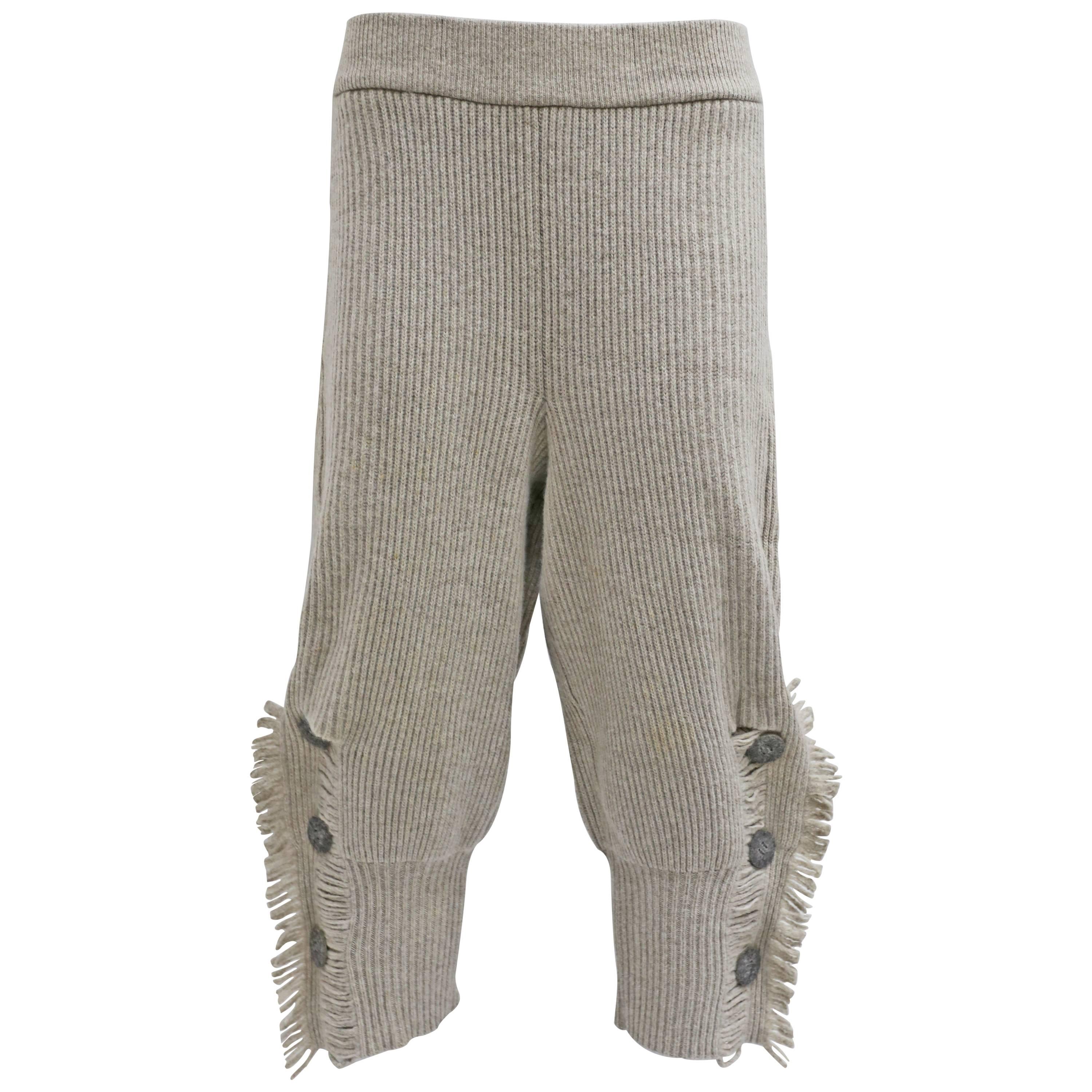 Issey Miyake knitted fringed pants, c. 1980s For Sale