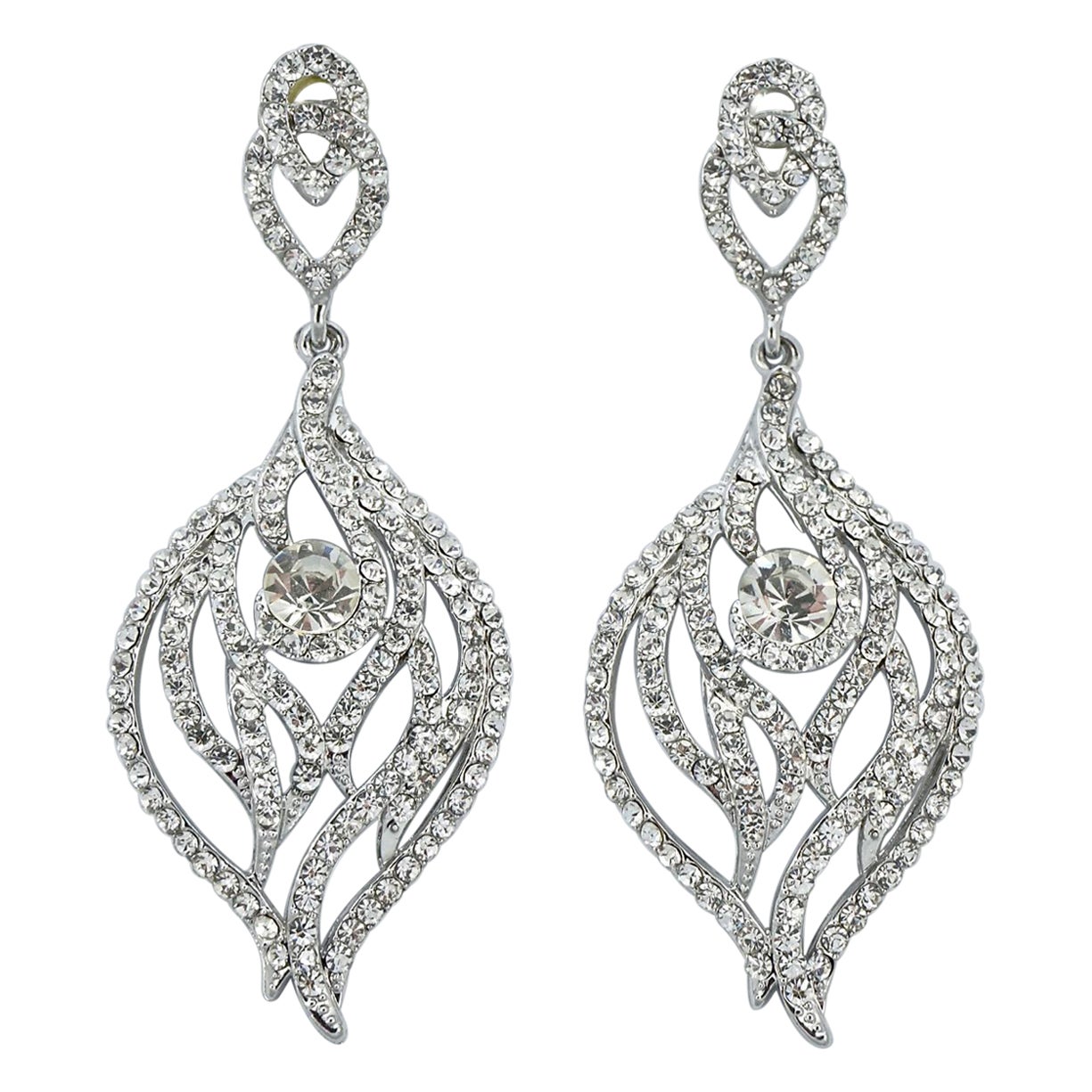 Swarovski Silver Tone Long Crystal Chandelier Earrings For Sale