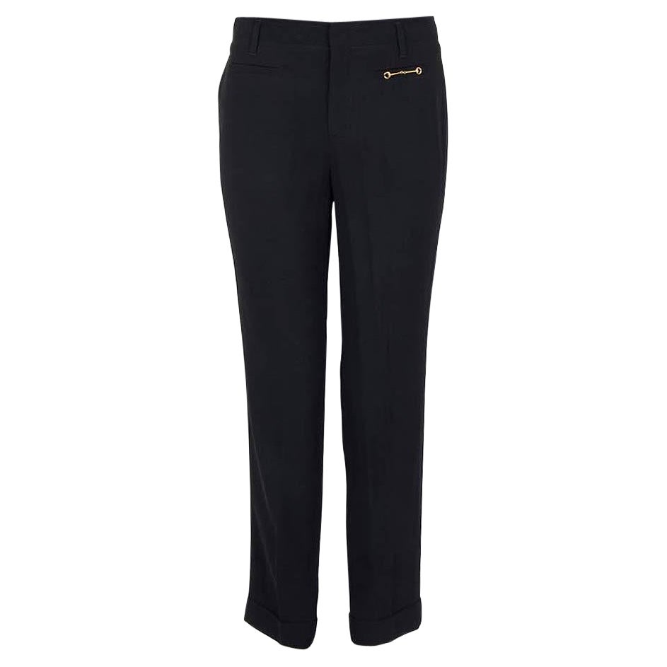 GUCCI black rayon CLASSIC Pants 40 S For Sale