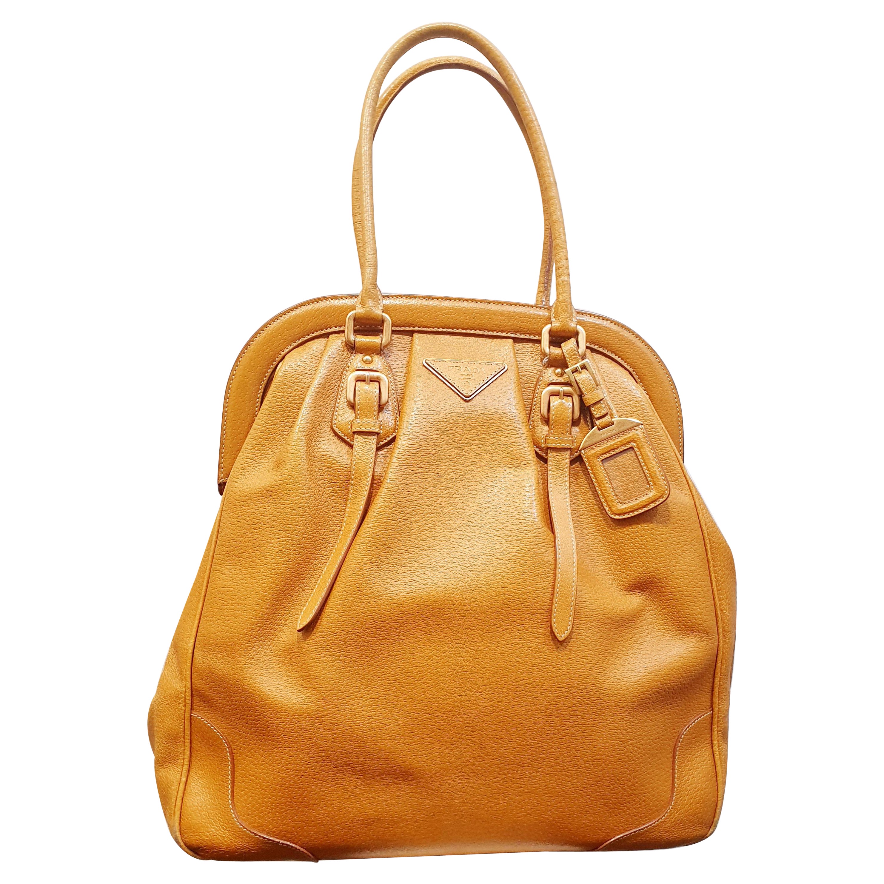 Vintage Prada Handbag Chocolate Brown Leather Shoulder Bag at 1stDibs