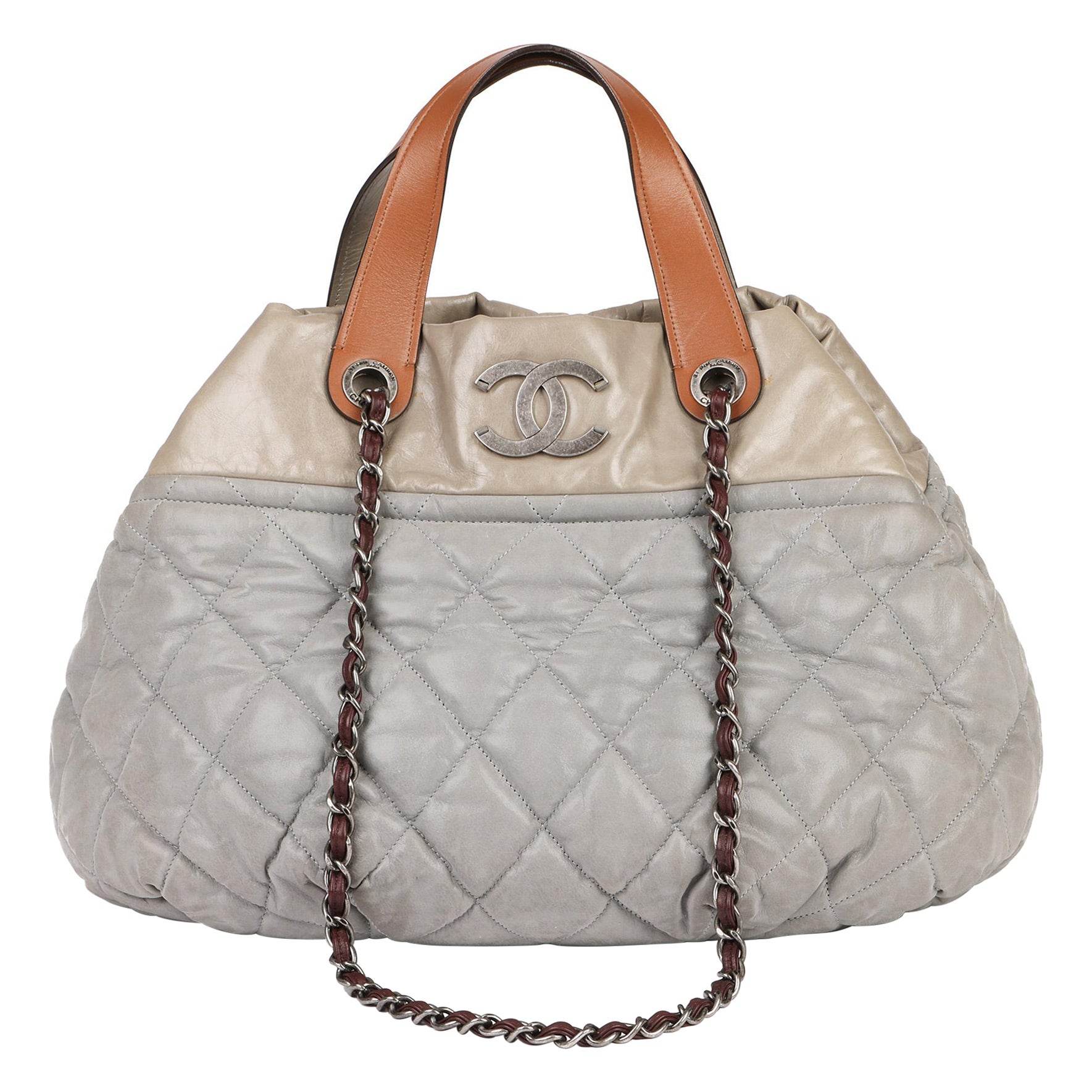 Chanel Grey Quilted Iridescent Calfskin Large In-The-Mix at 1stDibs