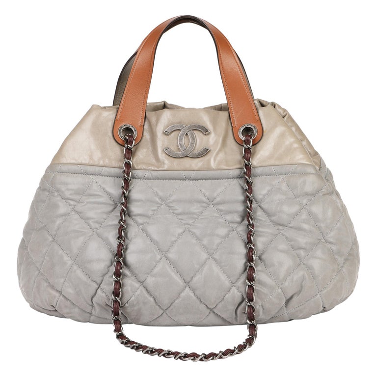 Chanel Grey Iridescent Quilted Leather In-the-Mix Large Shopping