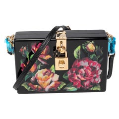 Dolce & Gabbana Black Wood Floral Box Clutch