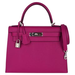 Hermes Kelly 28 Bag Rose Pourpre Sellier Epsom Palladium Hardware