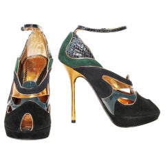 John Galliano Snake Print Suede Heel