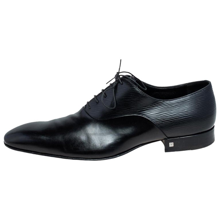 NEW Louis Vuitton Men Formal Derby Black Leather Dress Shoes Size