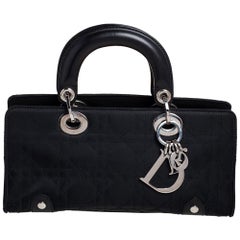 Dior Noir Cannage Nylon et cuir Mini Lady Dior East West Tote