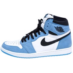 Nike Blau/Weiß Leder Air Jordan 1 Retro University High Top Sneakers Größe 45.