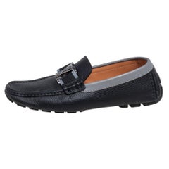 Louis Vuitton Grey/Black Leather Monte Carlo Moccasin Loafers Size 39