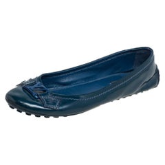 Louis Vuitton Blue Patent Leather Oxford Ballet Flats Size 37