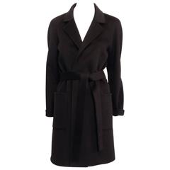 Michael Kors Black Belted Wool Coat