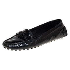 Louis Vuitton Black Patent Leather Oxford Loafers Size 37.5