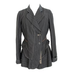 Marithe Francois Girbaud Black Beige Cotton Striped Jacket