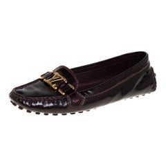 Louis Vuitton Burgundy Patent Leather Oxford Loafers Size 37.5