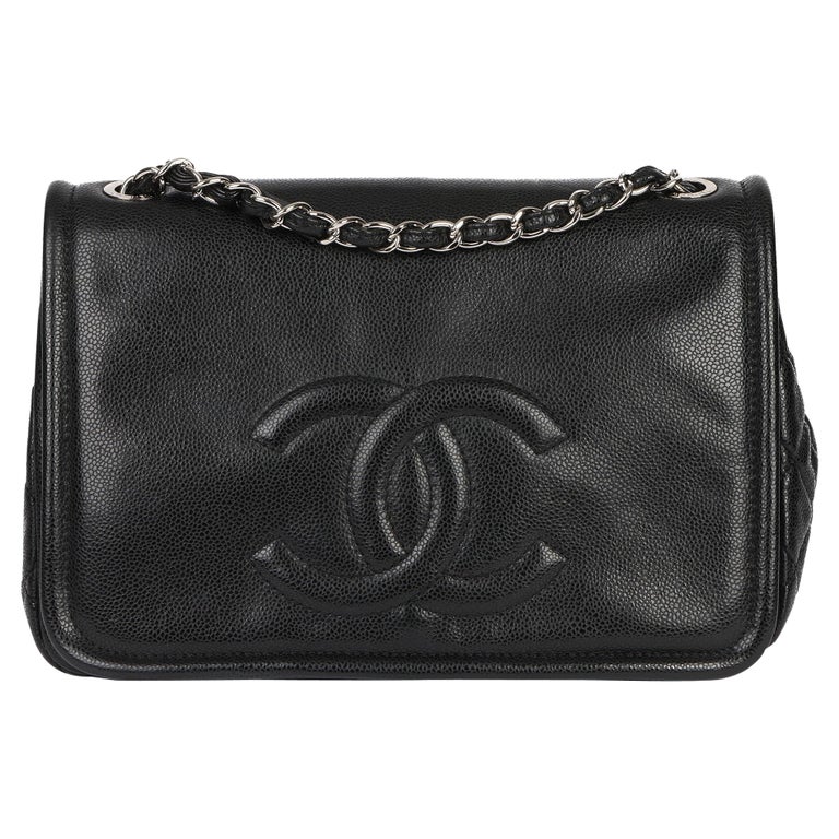 Chanel Black Quilted Caviar Leather Timeless Single Flap Bag at